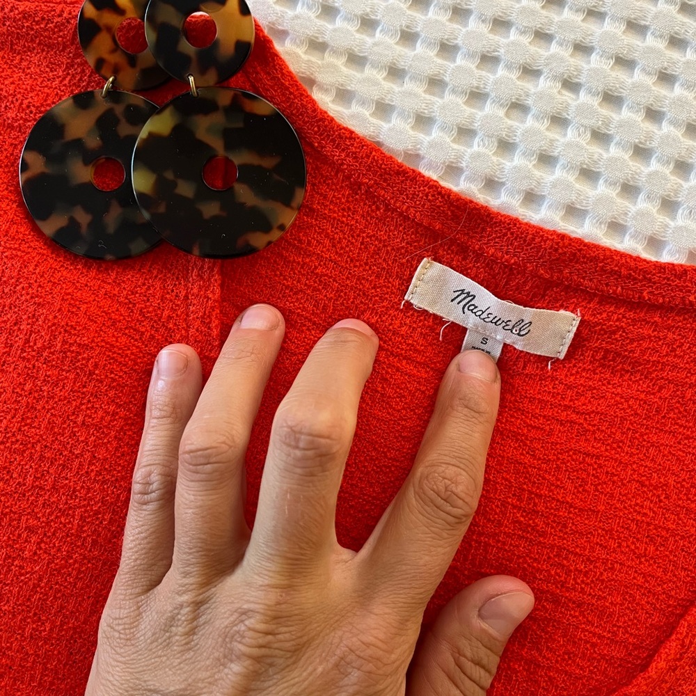 Madewell || Red Wrap Tie Crop Blouse - Picture 4 of 6